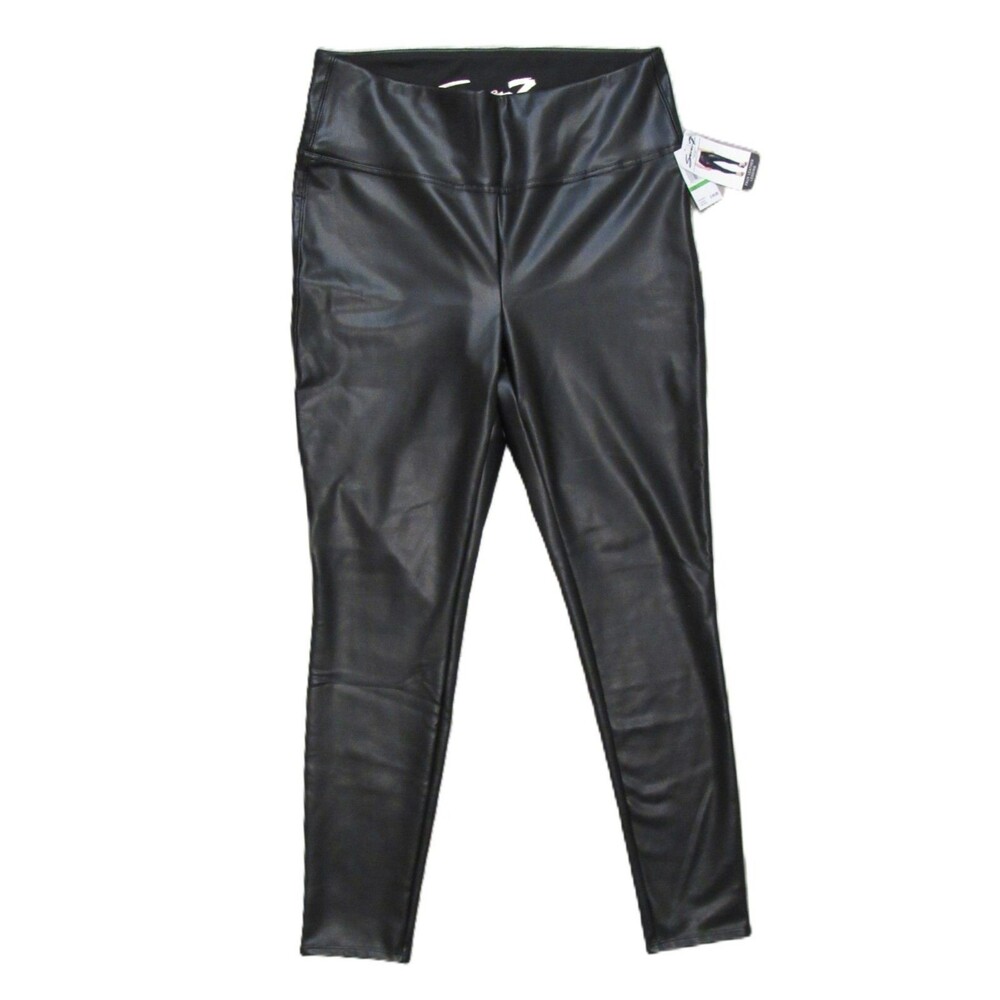 Seven7 Women's Large Faux Leather Ultra High Rise Leggings Black City Chic NWT